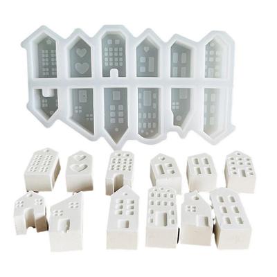 House Handicraft Mold Ornament Reusable House Shaped Candlestick Silicone Mould House Resin Making Molds for Home Decor