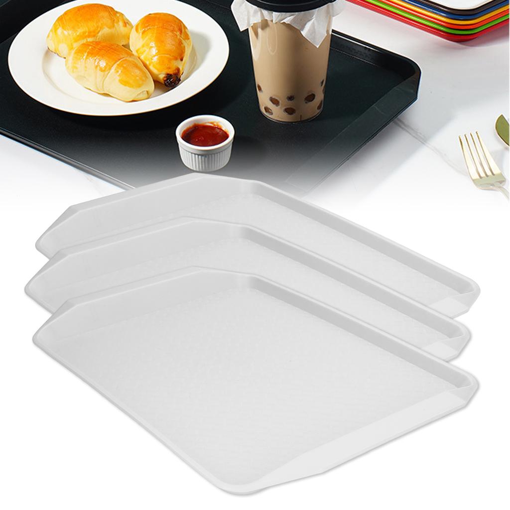 3PCS Colorful Food Tray Rectangle Thickened Binaural Plastic Tray Heat Resistance Stackable Cafeteria Trays for Hotel