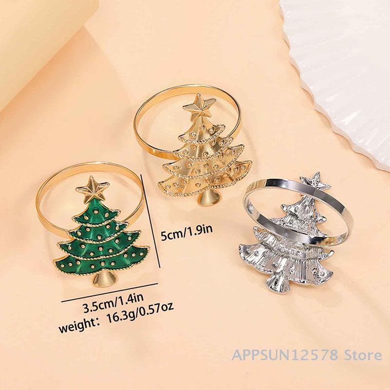 6Pcs Christmas Napkin Rings Christmas Tree Decorations Christmas Home, Kitchen And Table Decorations New Year Party Supplies