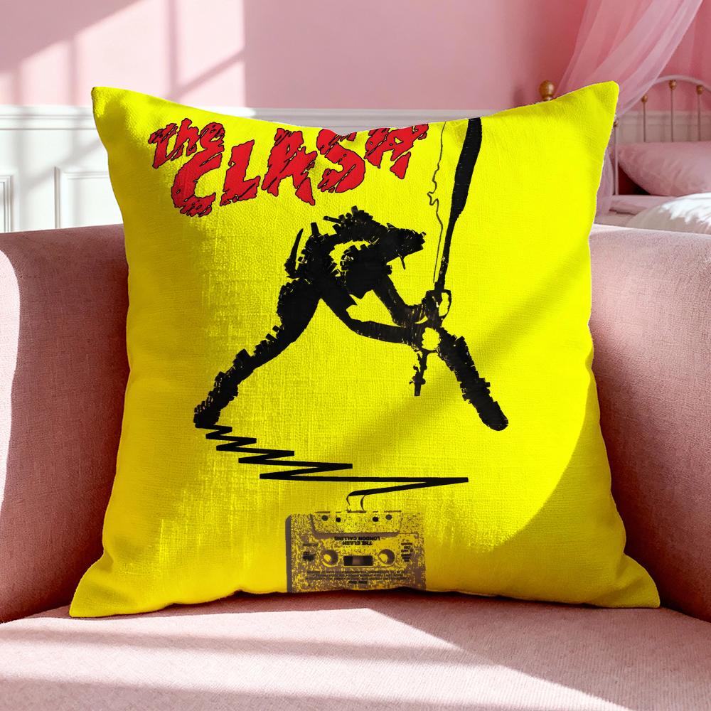 Band T-The Clash Cushion Cover Breathable Linen Pillowcase Summer Odorless Eco-Friendly Invisible Zipper Washable