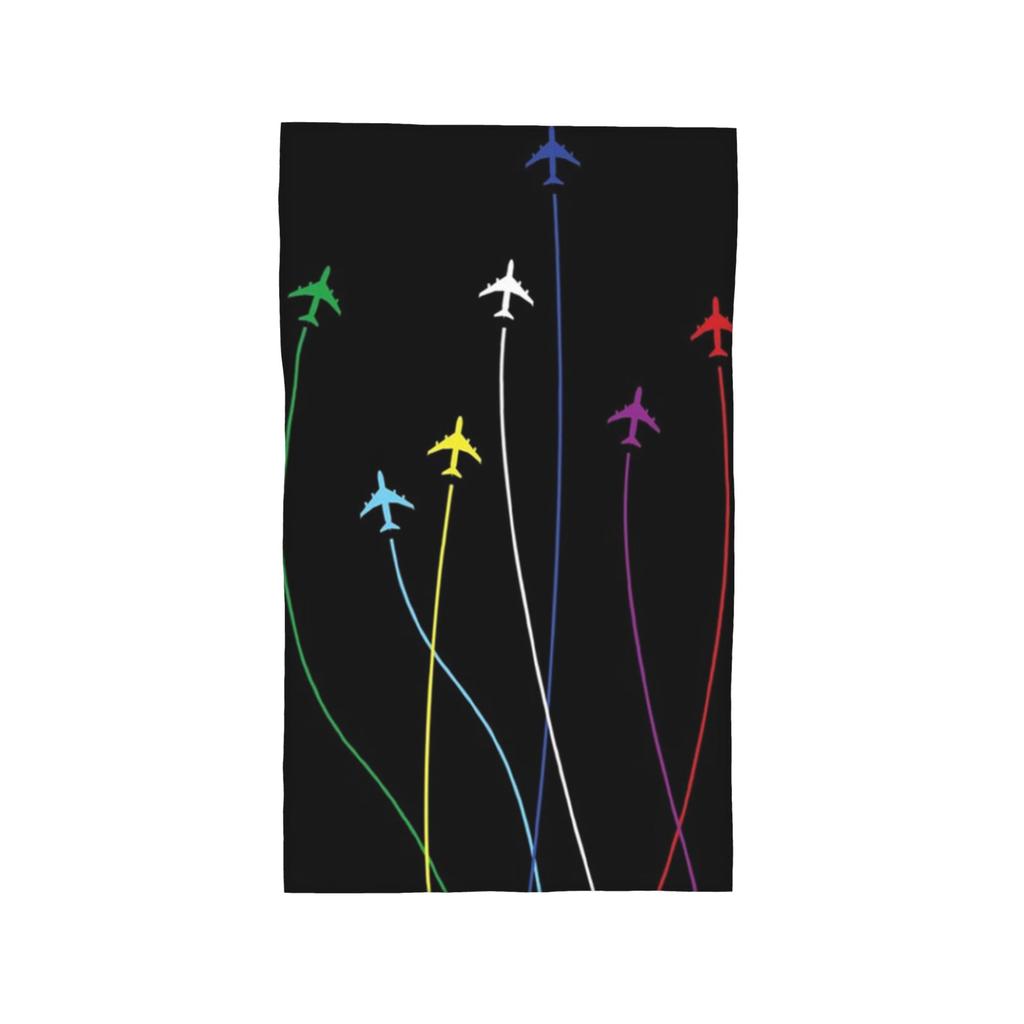 Rainbow airplanes flying on eachother Soft Face Towel Quick Dry Pool Bath Cotton Towels Absorbent Quick