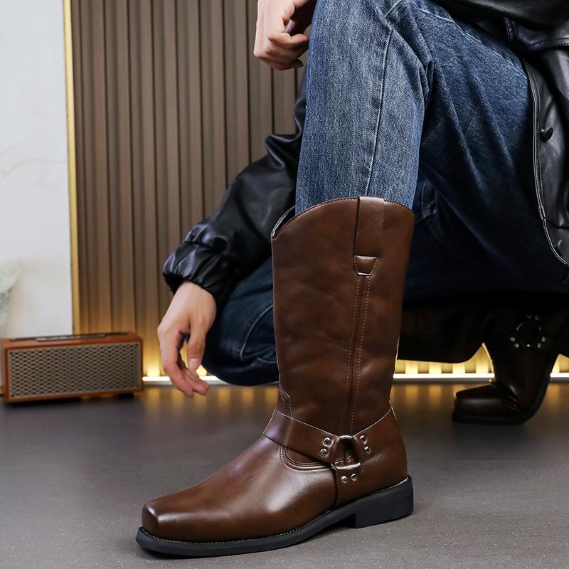 Fashion Leather casual Boots men loafers Luxury Design Slip on male dress Boots leisure style big size good Wear-resistant sole