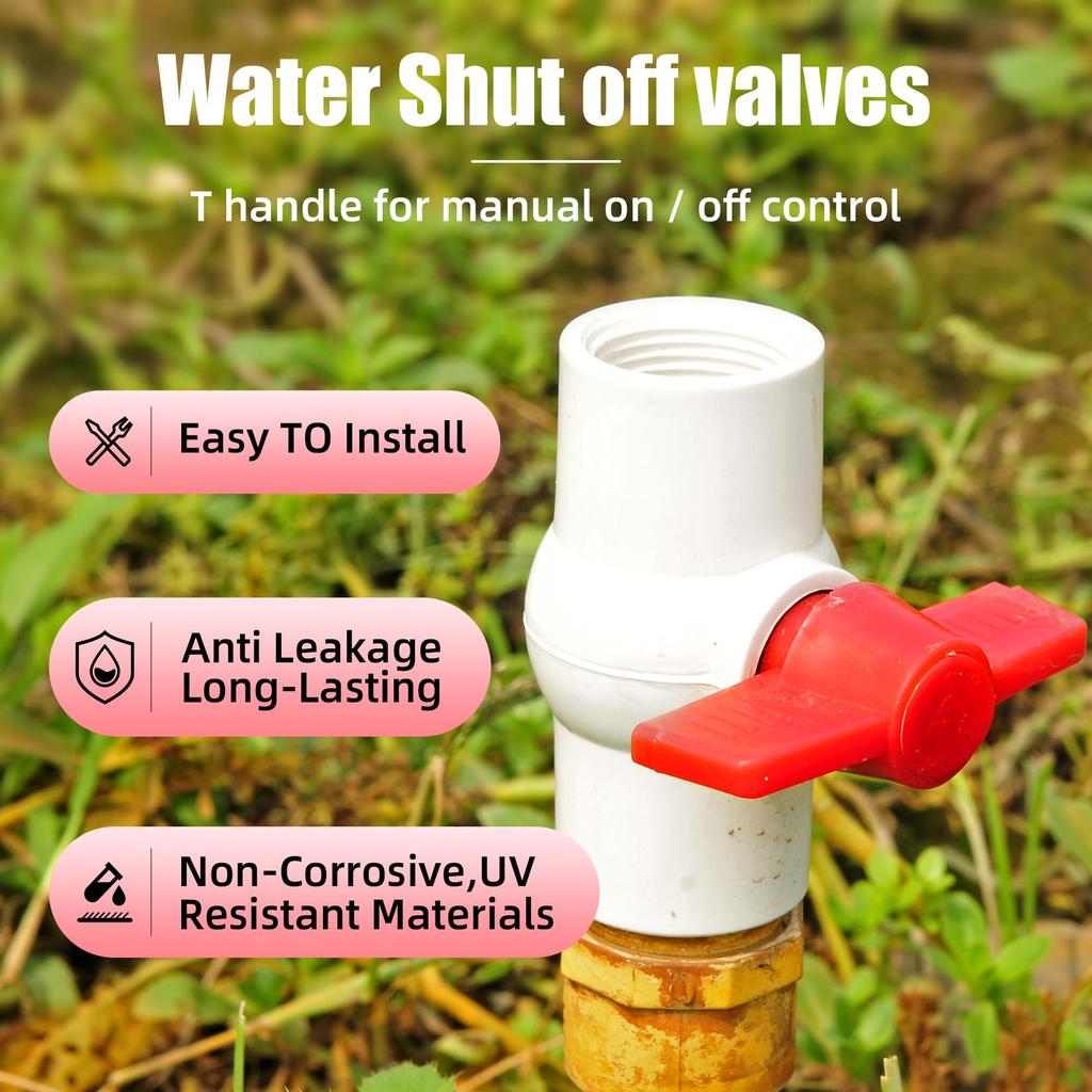 5 pcs 1 2 inch PVC ball valve T-handle switch threaded water pipe valve pressure resistance