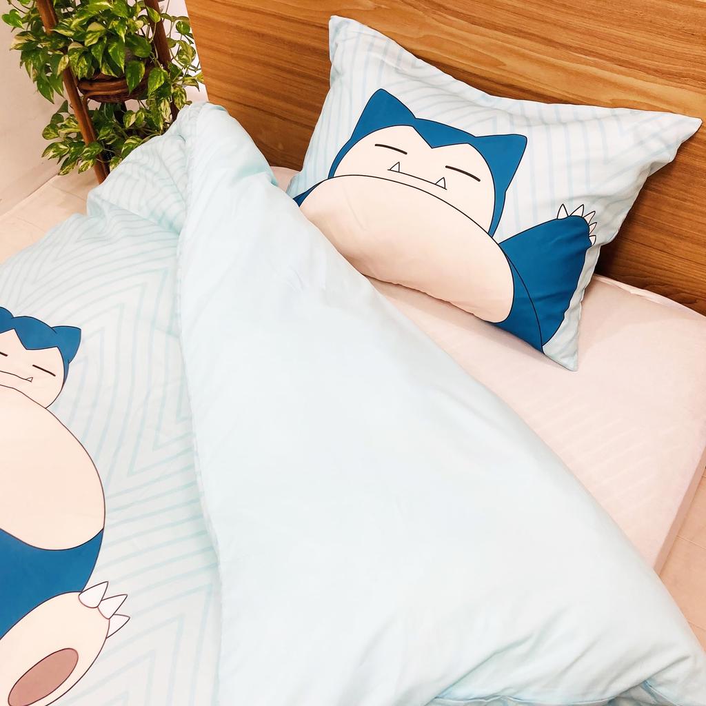 MORIPiLO Morishita Duvet Cover Set Pokemon Snorlax 150x210cm Single Pokemon Character Goods Green 4621398 (Duvet Cover/Pillowcase)