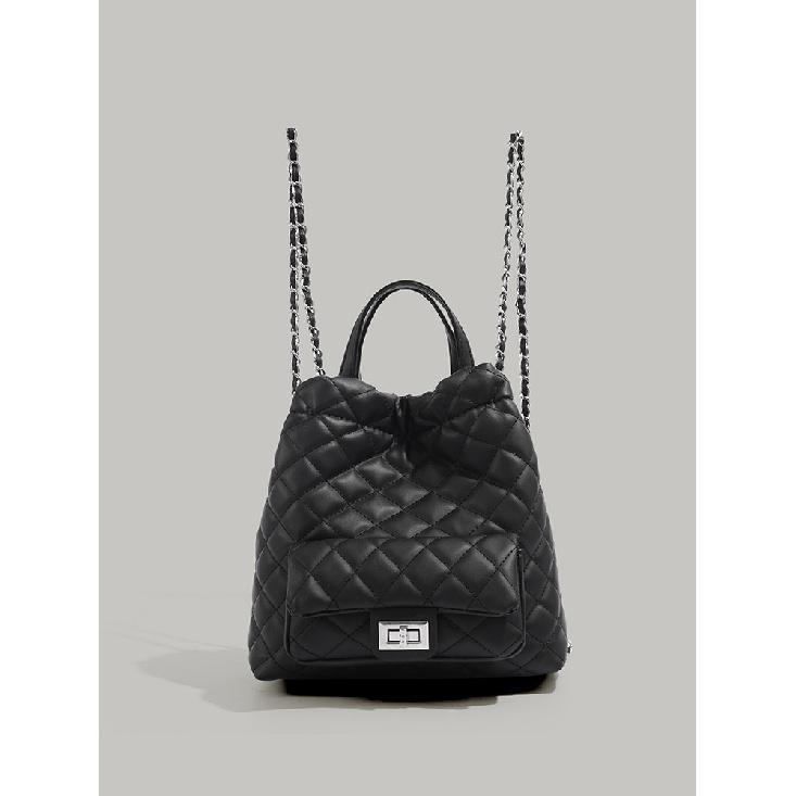 2025 New Model Niche Women s Small-style Quilted Chain Backpack Fashionable Commuting Versatile Small Backpack Trendy чёрный