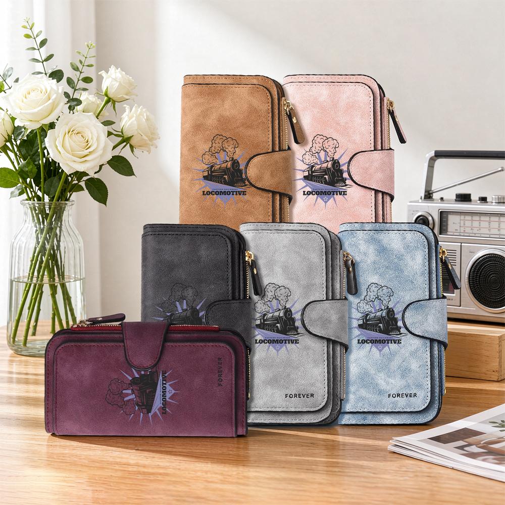 Vintage Locomotive Pattern Long Wallet Fashion Portable Purse for Daily Use