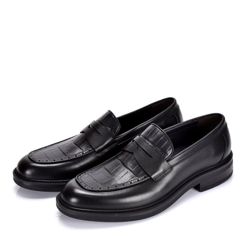 

Весенние дышащие деловые кожаные туфли для мужчин с одной ногой, кожаные мягкие кожаные туфли с мягкой подошвой для мужчин 44 чёрный