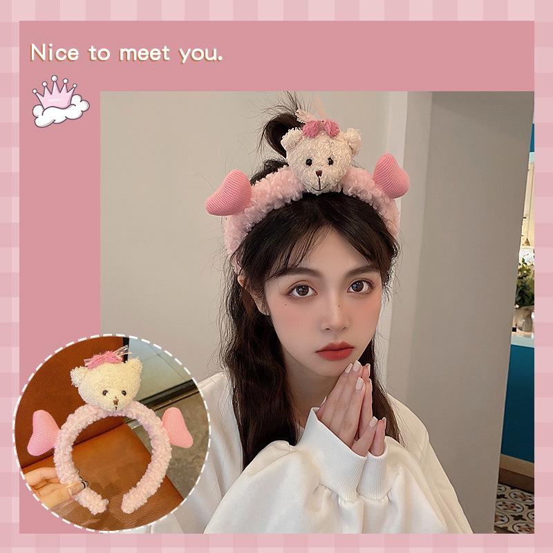 2024 Cute Cartoon Plush Headband for Women - Makeup, Hair Clip & Tie