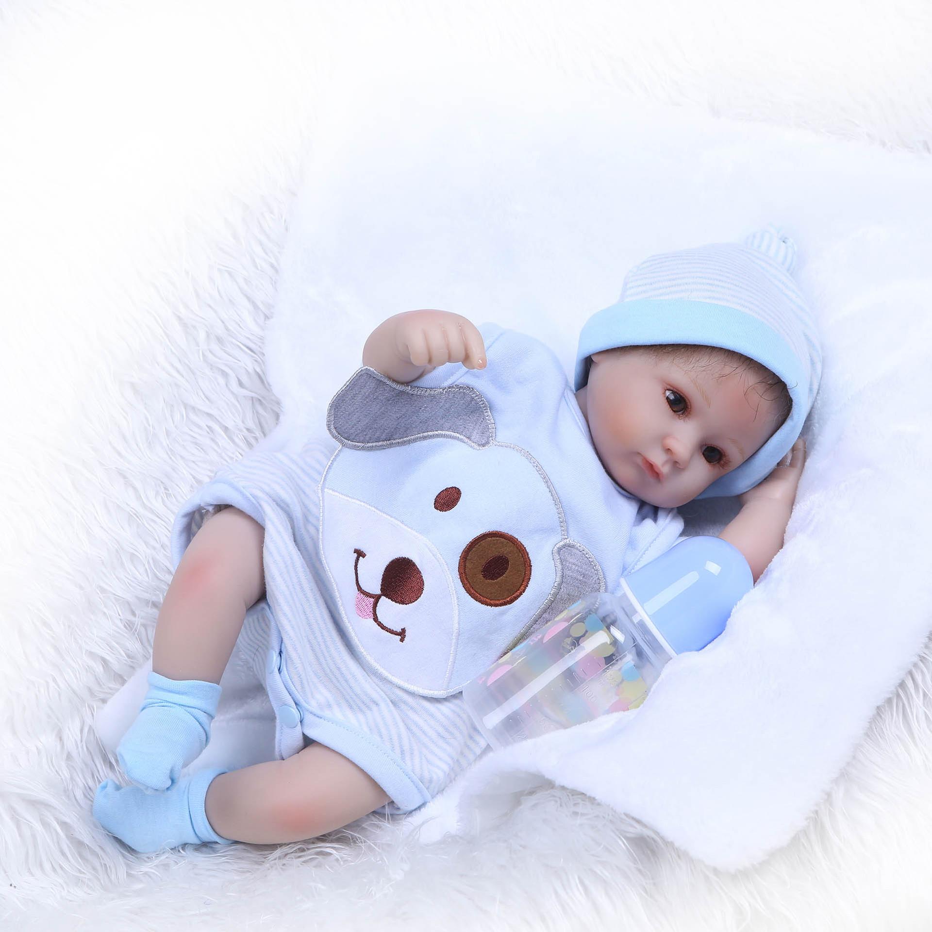 

Simulation Doll Soft Rubber Baby Sleeping Doll Cute Cute Cute Cute Baby Wedding Gift Bed Doll 42cm синий