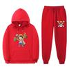 Mens Warm Hooded Sweatshirt Set With Printed Design Long Sleeve Top Pants Casual Sportwear Winter