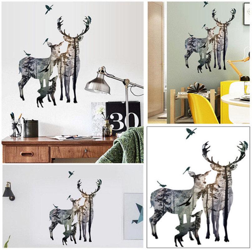 Buy Removable Deer Forest Wall Stickers Mural Vinyl Decals Art Home ...