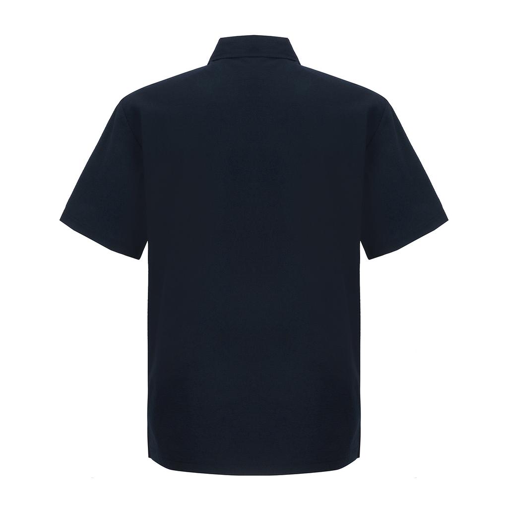FERRAROMILANO Woven Seersque Y-Collar T-Shirt Navy (Am0Eks20649)