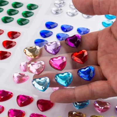 Autocolante 3D acrilice cu diamante cu cristale de inimă de dragoste Autocolante cu pietre prețioase pentru față pentru spectacol de petrecere DIY cristal stras Tatuaje temporare 4/18mm
