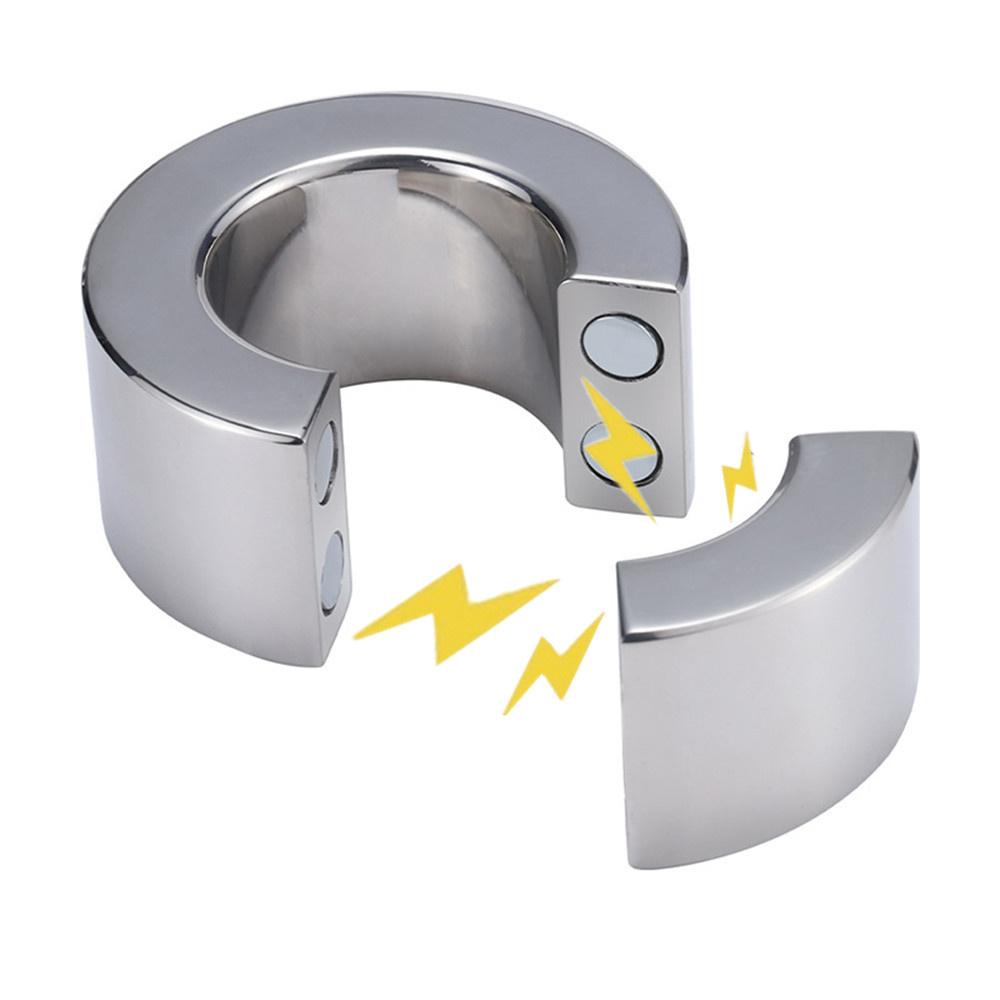 Bague Pénienne Cage à Cock Verrouillage Magnétique Métal Pendentif Scrotum Écarteur de Testicules Poids Testiculaire Contrainte Pénienne Jouets Sexuels pour Adultes pour Hommes Gay