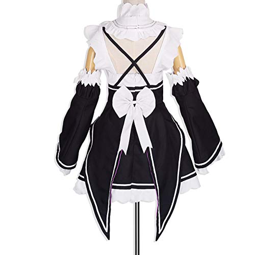 [milky time] Re:Zero Rem Ram Re:Zero - Starting Life in Another World Cosplay Halloween Maid (Rem, M) with Wig