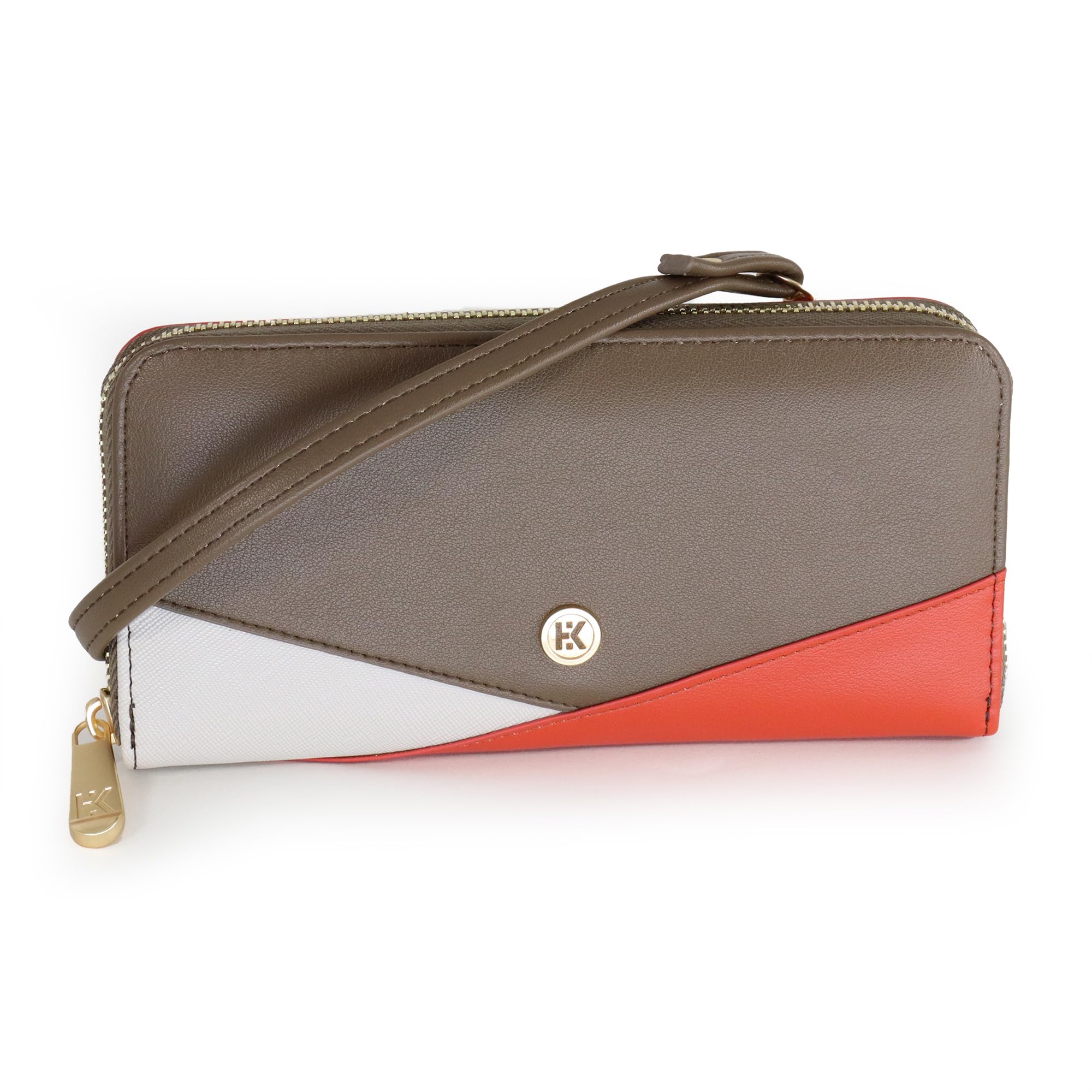 

Hiroko Koshino Femme Women s Long Wallet, Shoulder Bag, Letter-Shaped, Round Zipper, Easy to Use, Multifunctional, Orange