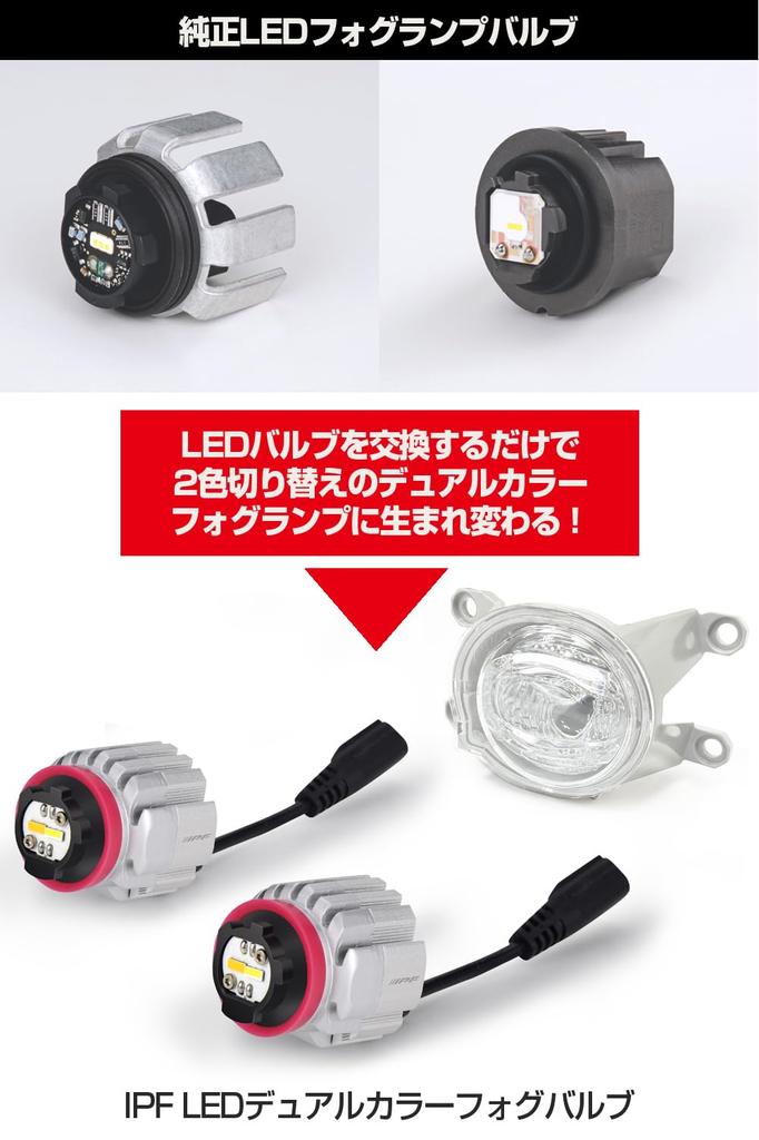IPF Fog Lamp, LED for Cars, L1B, 3,000 Lm, 2 Color Switching, 2600 K-