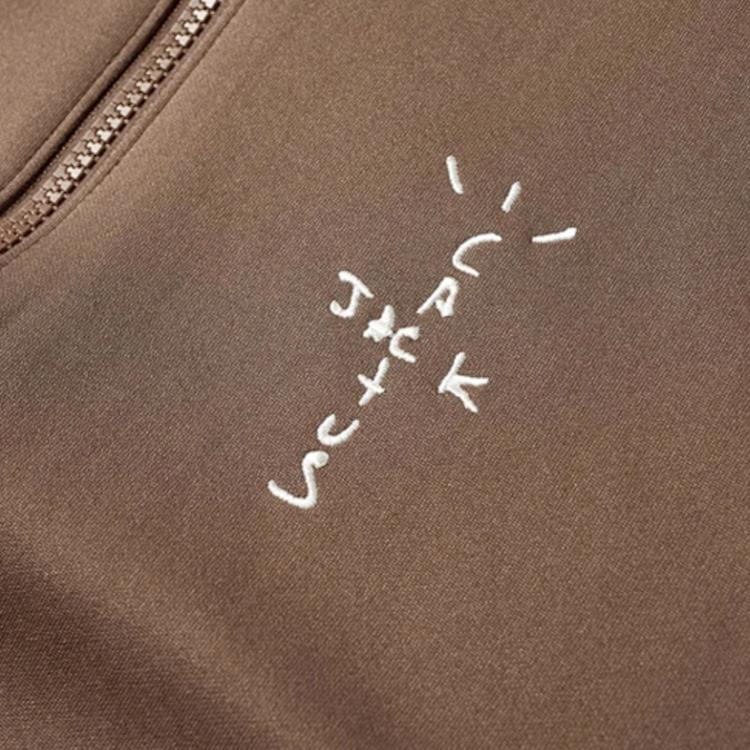 Air Jordan X Travis Scott Co-Branded Logo Zip-Up Track Jacket Men Jackets Coffee CK4036-260