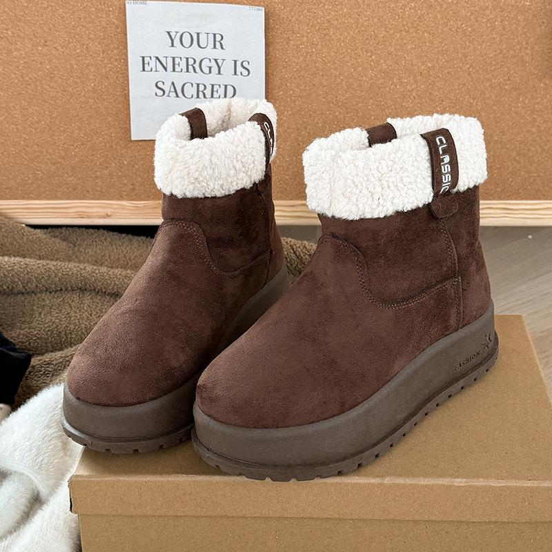 

Women s hairy mouth cold-proof warm padded snow boots thick-soled high anti-slip wear-resistant outdoor leisure sports cotton boots 40