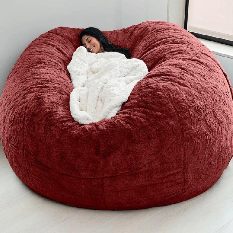 Color Large Solid Soft Plush Portable Living Room Lazy Sofa Cover Bean Bag Cover