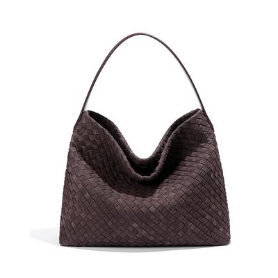 Retro Matt Tote Bag med Høy Kapasitet, Håndvevd Veske, Lett Luksuriøs og Motebevisst Enskulder Crossbody Dameveske, Trendy Armhuleveske