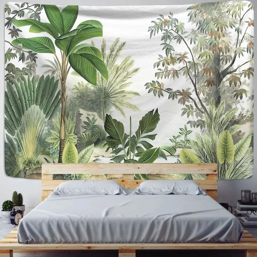 Nordic Ins Home Living Room Bedroom Fabric Hanging Painting Background Decoration Tropical Plant Print Tapestry Wall Hanging