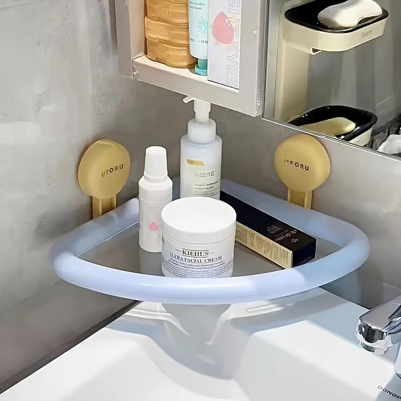 Sturdy Space-Saving Suction Cup Bathroom Shelf No Drilling Required, Multifunctional Storage Shelf for Shower and Toilet Walls Tiles, Corner Shelves