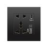 British 13A Socket with USB-C Fast Charging, Hong Kong & Macau Version, Black 3-Hole Square Pin 86 Panel