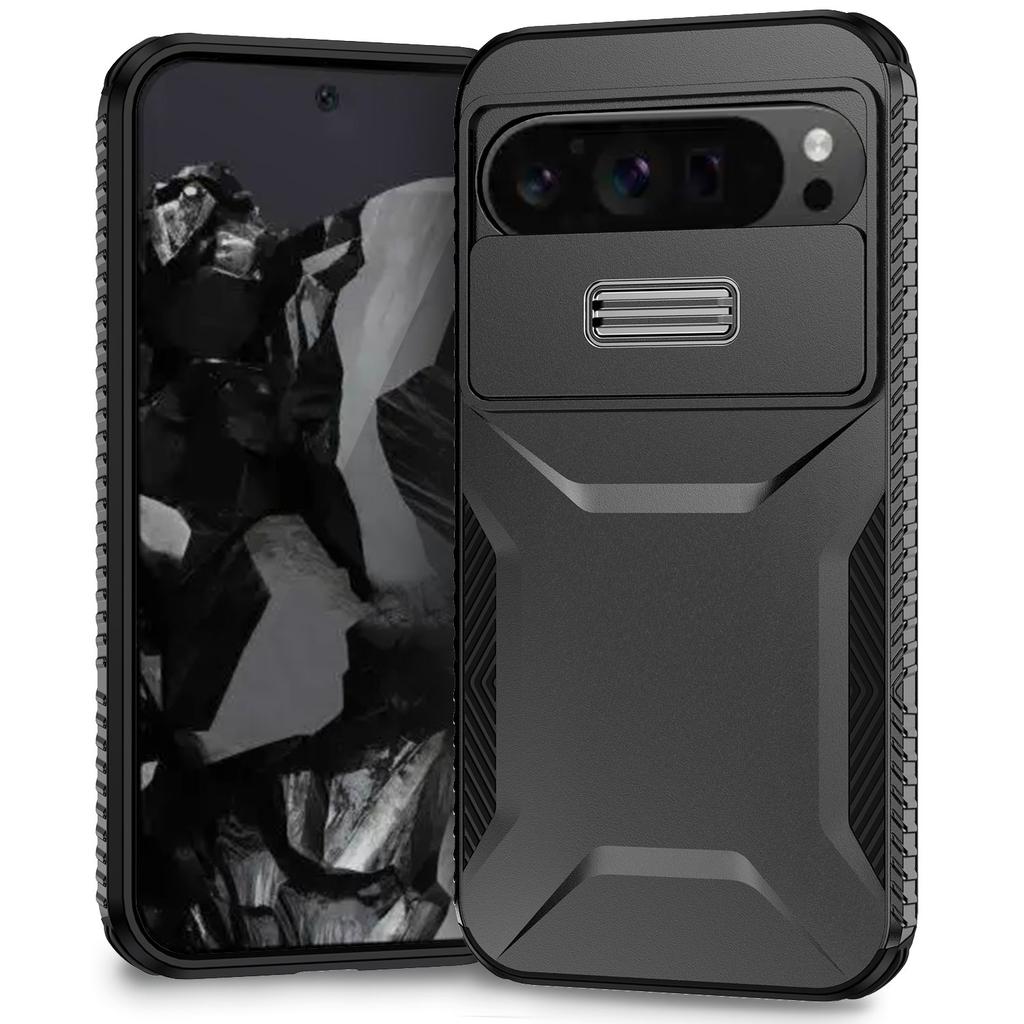 For Google Pixel 9 Pro XL Case TPU+PC Non-Slip Side Edge Phone Cover with Lens Lid