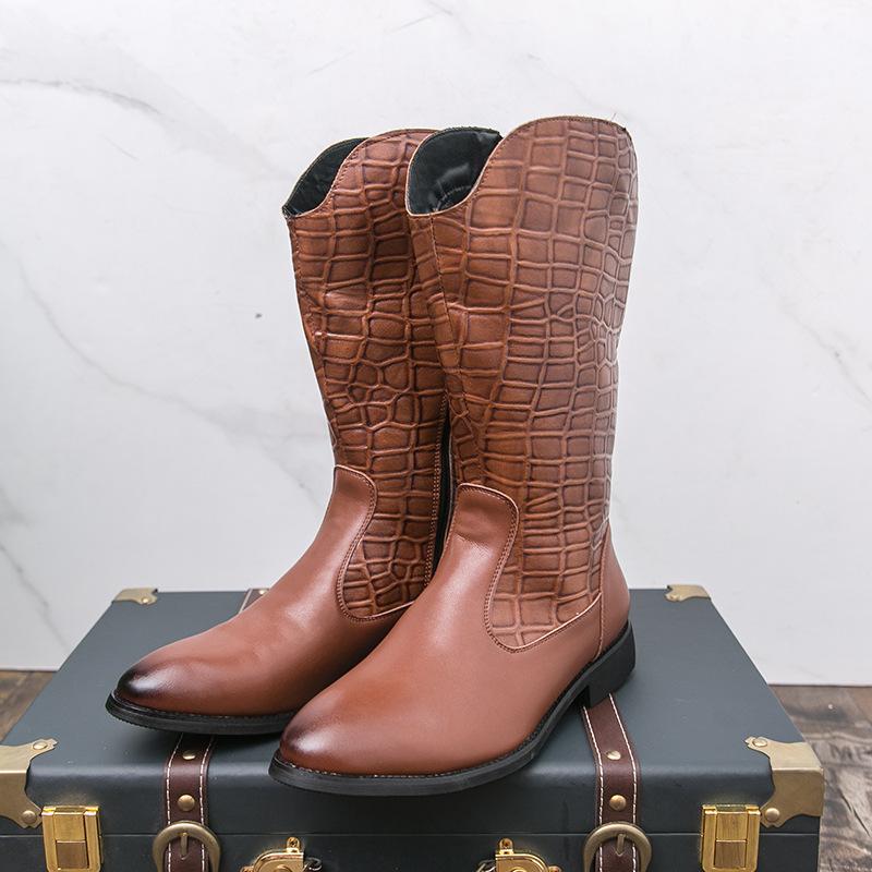 

Мужские кожаные ботинки 47 большого размера осень и зима новая мужская обувь с высоким верхом британский стиль мотоциклетные ботинки ретро ковбойские ботинки 47