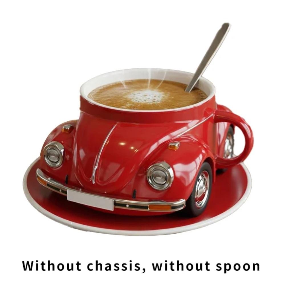 

300 мл Креативная кружка для кофе в форме мультяшного жука без корпуса и ложки Рождественские чашки с ручкой Подарки для друзей и семьи красный