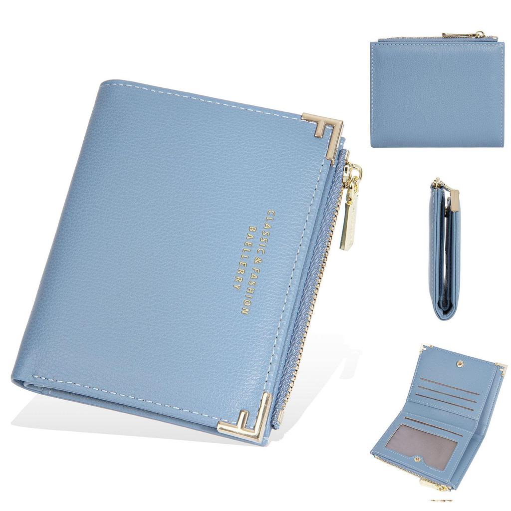 Women's Baellerry Bifold Wallet: Stylish Short Wallet with Zipper Coin Purse & Buckle