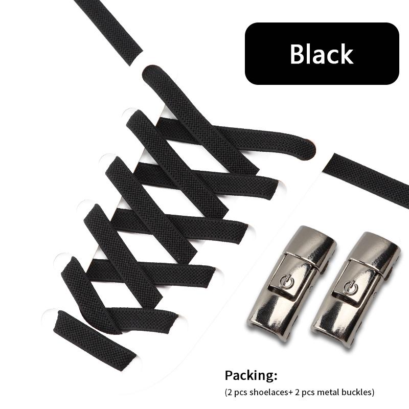 New No Tie Shoe Laces Press Lock Shoelaces Without Ties Elastic Laces Sneaker Kids Adult 8MM Widened Flat Shoelace for Shoes