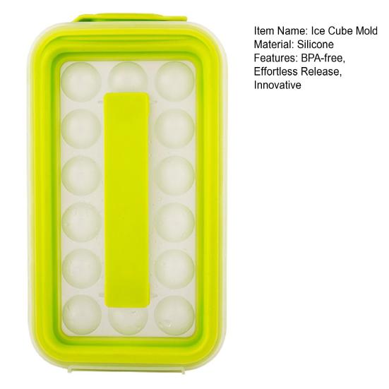 Eiswürfelform mit Deckel Lebensmittelechtes Silikon Eiswürfelbereiter BPA-frei Einfaches Entformen Ein-Klick-Entnahme Eiswürfelschale für Gefrierschrank