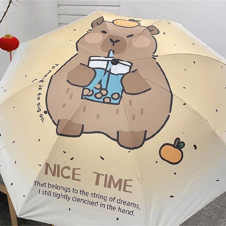 Charm Capybara Portable Umbrella, Enhances Sun Resistance, Sunshade Quickly Dry Technology, Strong Against Rain Umbrella
