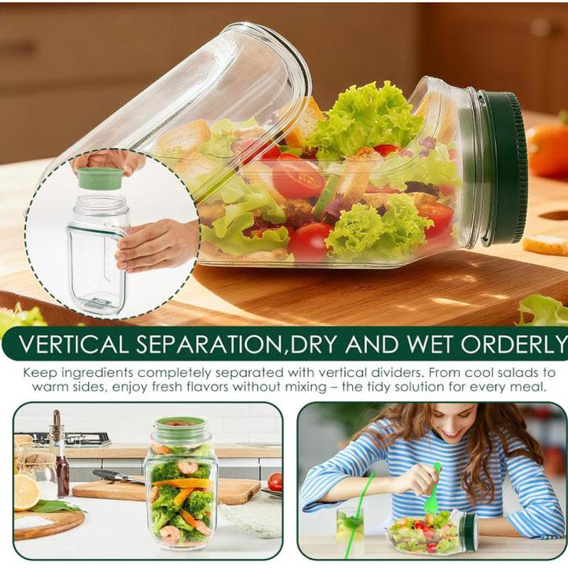 Salad Pod Container Mason Jar Side Open Leakproof Breakfast Fruit Storage Box