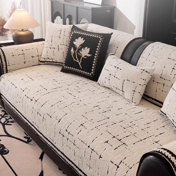 Spring and Autumn New Plush Sofa Cushion Autumn Advanced Sense One Piece Straight Non-slip Cushion Sofa Cover Towel