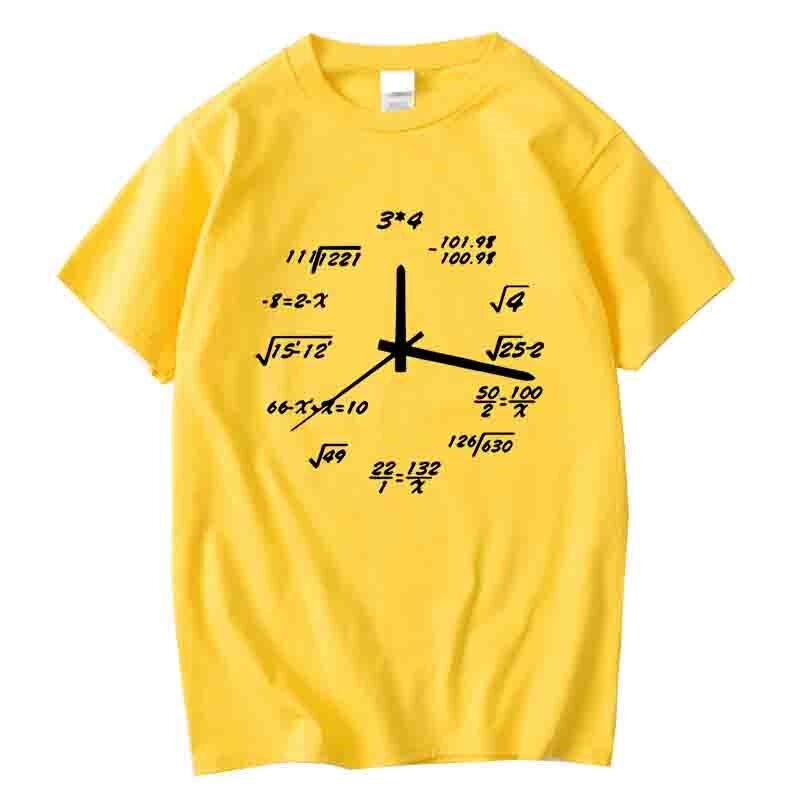 Mens Tshirt 100Cotton Casual Funny Math Clock Print Summer Loose Oneck T Shirt for Men Short Sleeve Cool Tshirt Male Tshirt