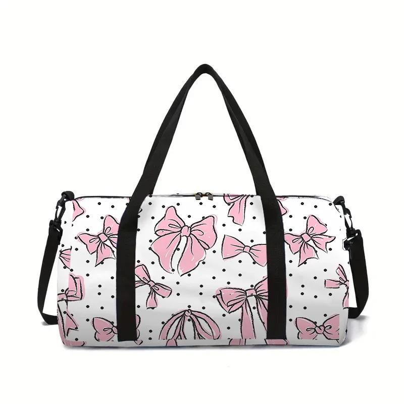 Pink Butterfly Large Capacity Luggage Bag for Boy/Girls Best Gifts 2D Cartoon Travel Duffels for Children Outdoor Fitness Bag
