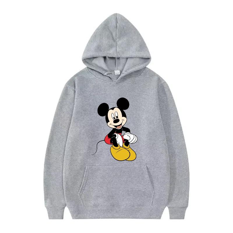 Disney Mickey Mouse Pattern Woman Streetwear Loose Grey Winter Tops Clothes Pullovers Ladies Cheap 90s Hoodies Men Sweatshirts