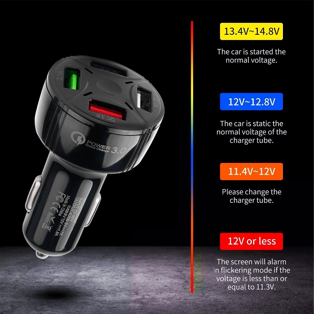 4 Ports Usb Car Charger Quick Charge 3.0 Qc 3.0 7a Fast Charging For Iphone 13 12 11 Xiaomi Huawei Samsung Phone Car Usb Charger