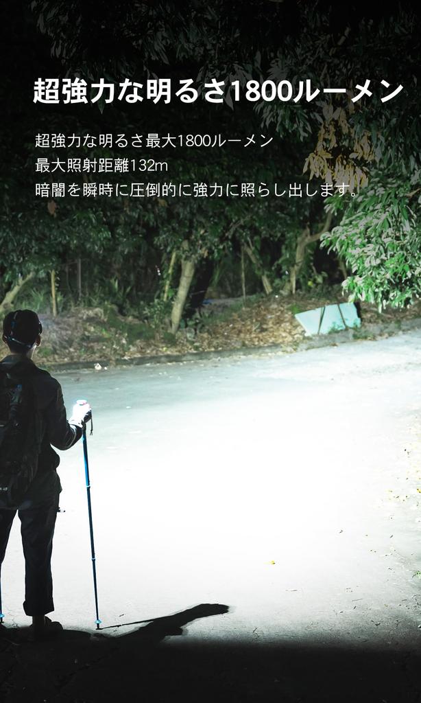 WUBEN E7 Ultra-Compact and Lightweight LED Flashlight, Compatible with Headlights and Handhelds, Up to 1800 Lumens [Type-C Charging]