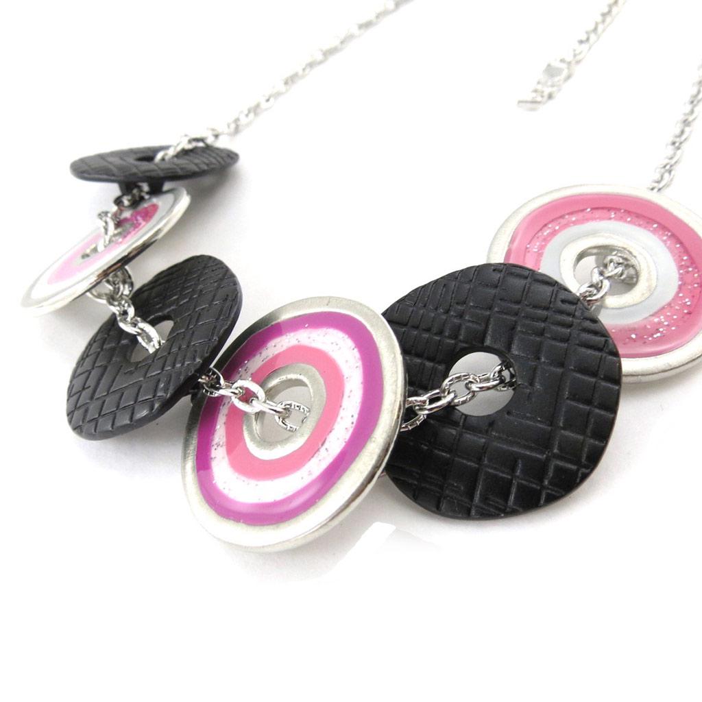 NOA [J2218] - Designer Necklace 'Amandine' Black Pink