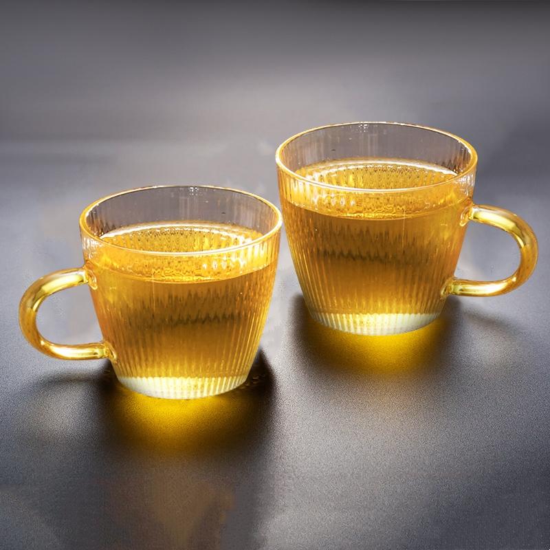 GIANXI Thicken Glass Tea Cup With Handle Transparent Heat Resistant Glass Tea Cups Chinese Kung Fu Tea Puer Tea Cup Set