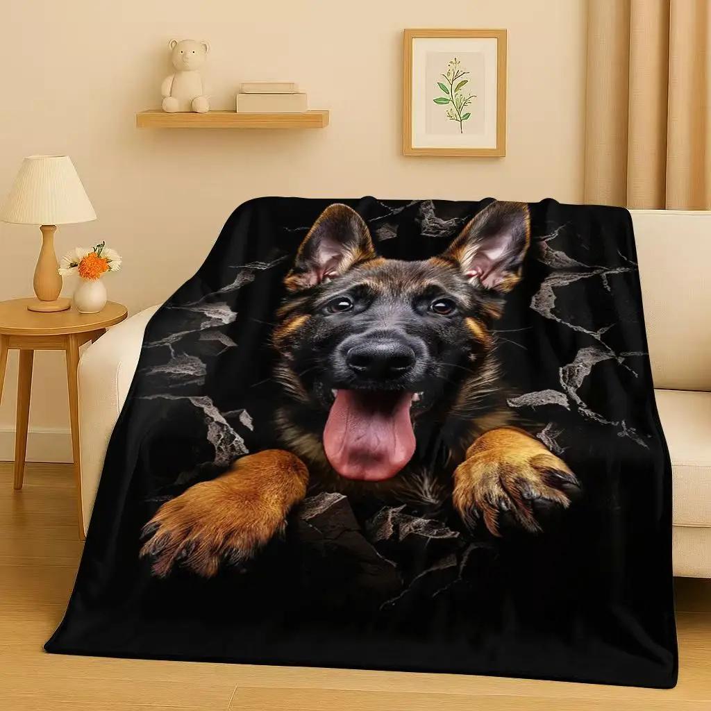 Classic Breaking Wall 3D Illusion Dog Puppy Flannel Blanket,Ultra Soft Warm Plush Throw for Home Bedroom Bed Sofa Cover Gift