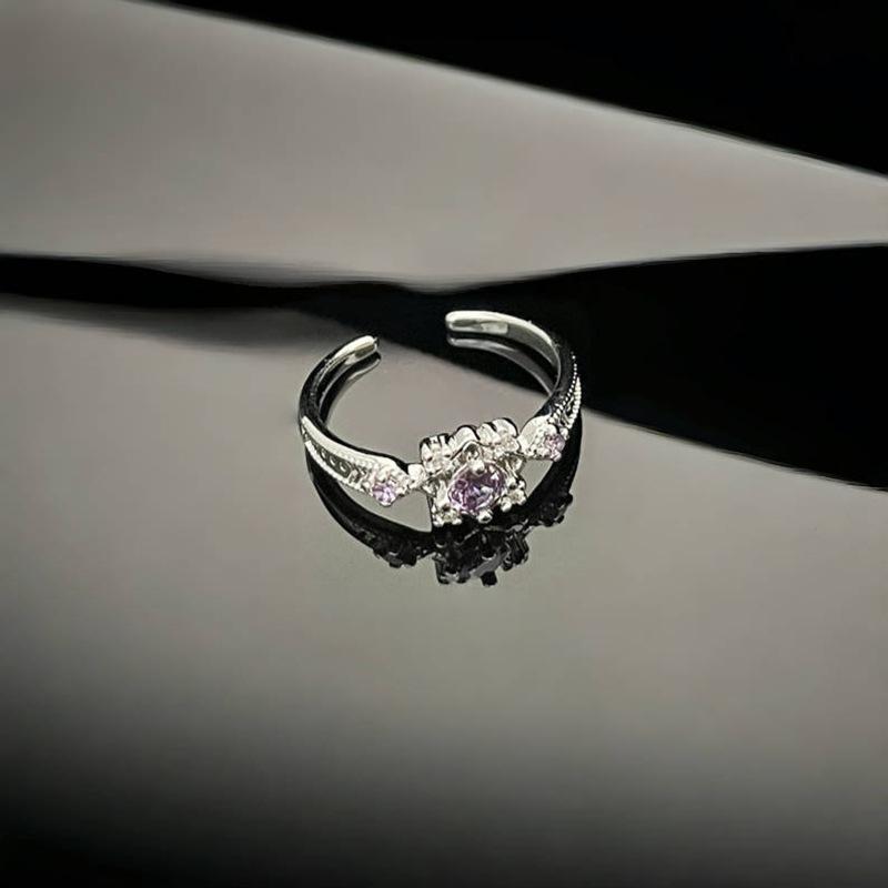 Super Flash Lila Zir*****Stiftring, Leichter Luxus und Kaltes Gefühl, Hochwertiger Temperamentring, Nischendesign-Accessoires Damen