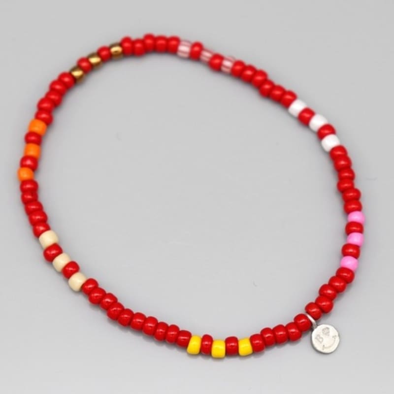 BONBEAU Solid and Pattern Color Mix Layered Bracelet Smile Mini Charm Color Mix Layered Bracelet