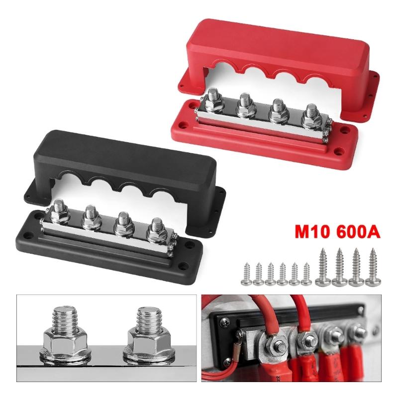 בלוק חלוקת כוח 3/8" 4 חתיכים פס צבירה עם מכסה 600A בלוק מסופי חשמל עבור סירה ימית, קרוואנים, מכונית