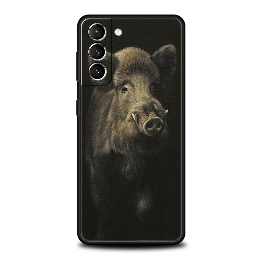 Animal Wild Boar Phone Case For Samsung Galaxy S25 S24 S23 S22 Ultra S20 S21 FE 5G S10 S9 Plus S10E Soft TPU Cover