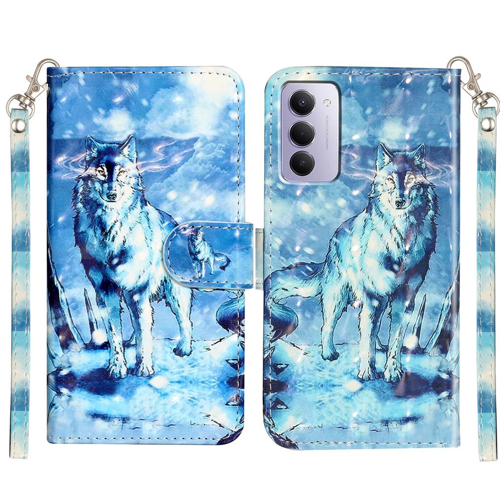 Para Xiaomi Redmi 15 5G (eu) (171mm)/Xiaomi Redmi 15 4G (eu) (171mm) Capa Carteira de Couro com Padrão 3D Estampado para Celular com Alça